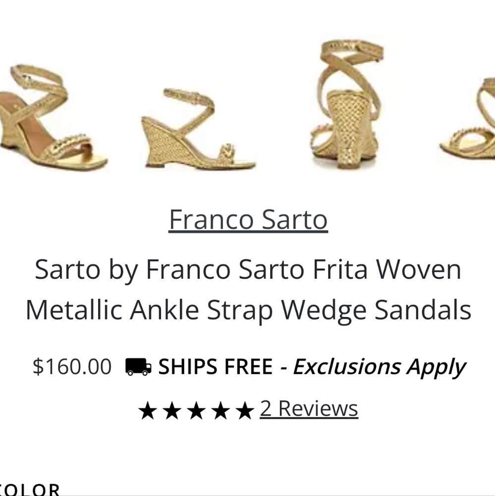 SARTO by Franco Sarto wrap ankle strap woven metallic wedge heel sandal 6 - Picture 2 of 10